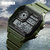 Skmei And Y GREEN Round And Square Dail Black And Green Silicone StrapMens Quartz Watch For Men