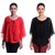 Timbre Women Partywear Red And Black Cape Top With Inner Lining - Combo Pack Of 2