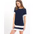 Vivient Women Nevy Blue Plain White Block Printed Short Dress