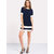 Vivient Women Nevy Blue Plain White Block Printed Short Dress