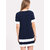 Vivient Women Nevy Blue Plain White Block Printed Short Dress