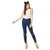 Miss Chase Women's Navy Blue Skinny Fit High Rise Regular Length Clean Look Knee Slit Denim Stretchable Jeans