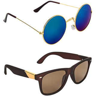 Zyaden Blue Round UV Protection Unisex Sunglasses Combo