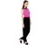 ELYWOMEN Pink and Black Crepe Net Yoke Sleeveless Jumpsuit