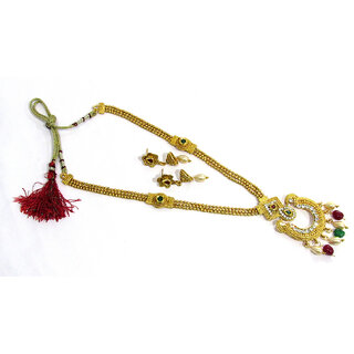 Maroon Green Drop Jhumka Necklace Set Maroon Green Drop Jhumka Necklace Set
