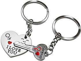 Futaba Silver Key To My Heart Keyring  Keychain(Set Of 2)