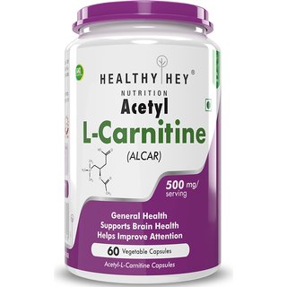 HealthyHey Nutrition Acetyl L-Carnitine (ALCAR) 500 mg - 60 Veg Capsules