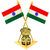 STAR SHINE Multicolor Indian Car Dashboard TRIANGULAR GOLDEN BASE DOUBLE FLAG For Honda Amaze