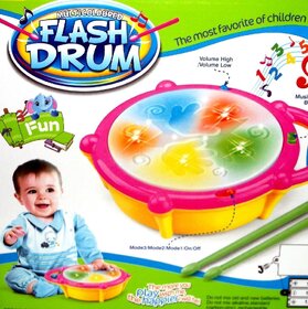 Shribossji Flash Drum Set With Music And Lights Electronic Touch Flash Visual 3d Lights For Kids
