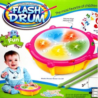 Shribossji Flash Drum Set With Music And Lights Electronic Touch Flash Visual 3d Lights For Kids