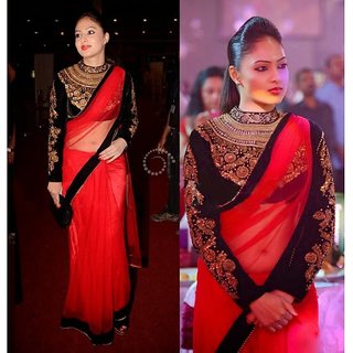 plain saree with designer blouse with price