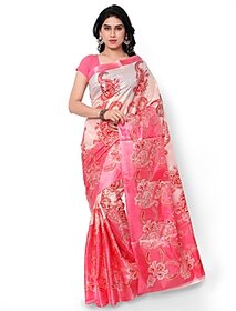 Meia Pink Colour Taffeta  Printed Saree Without Blouse Piecee