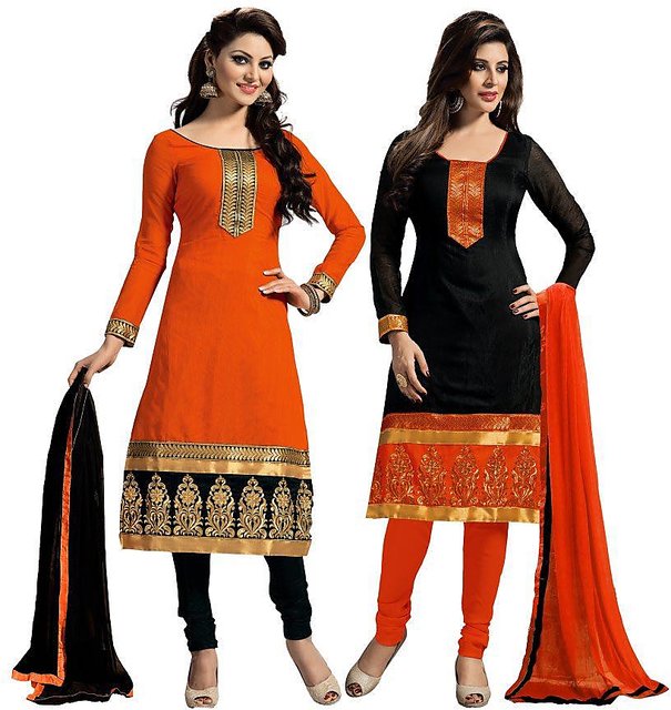 orange and black salwar suit