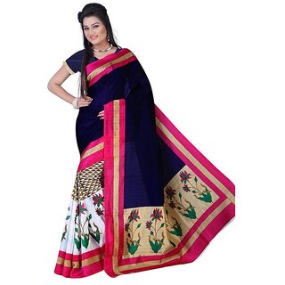 SVB Saree Multicolor Bhagalpuri Silk Block Print Saree With Blouse SVB Saree Multicolor Bhagalpuri Silk Block Print Saree With Blouse
