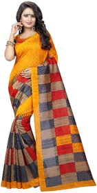 Meia Multicolor Bhagalpuri Silk Block Print Saree With Blouse