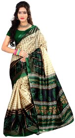 Sharda Creation Green Taffeta Paper Silk Saree Without Blouse