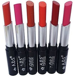                       ADS Multi Color Glossy Lipstick ( Pack of 6)                                              