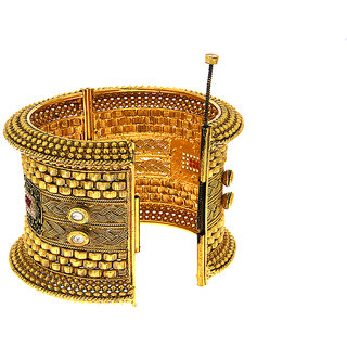 Anuradha Art Golden Tone Designer Studded Stone Traditional Bangles Set For Women 