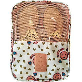 Mosh Pink Smiley Print Travel Shoes Bag Luggage Organizer