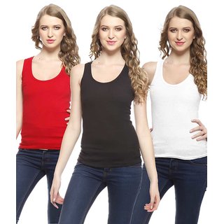 Women white,Red and Black  free Size  Tank Top /Camisole Sando for Women   Colour