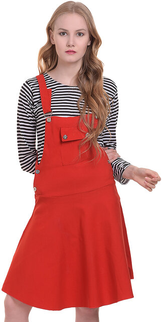 Buy BuyNewTrend Cotton Lycra Black Dungaree Skirt with Top For Women Online  @ ₹509 from ShopClues