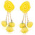 Oviya Floret Yellow Color Gota Patti Necklace, Earrings, Haath Paan with Finger Ring  Maang Tika for Women  Girls CO21