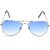 David Martin Blue  Black UV Protection Aviator Medium Full Rim Silver Metal Unisex Sunglasses - Combo