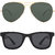 David Martin Golden  Green Aviator Sunglass + Free Black Wayfarer (UV Protected) Sunglass