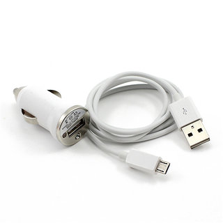 Combo of Car Charger + Charging cum Data Cable (Assorted colors)