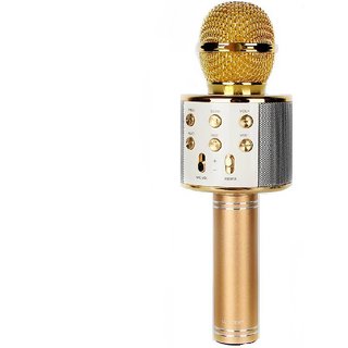 IBS Portable WS-858 Wireless Bluetooth Karaoke Singing Recording Mic Party Speaker Gold Microphone
