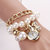 Luxury Artificial Pearl Jewelry Cherry Pendant Bracelet Quartz Watch for girls