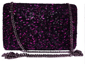 Pink Sequin with Dark Black Clutch for the Women for Party and Casual use