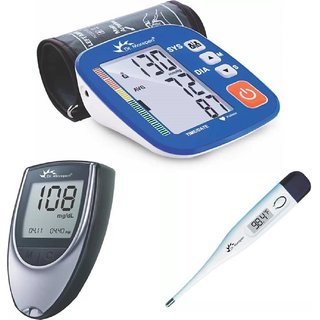 Dr Morepen BP02 XL BP Monitor and Glucometer BG 03 with 25 Strips and Digital Thermometer Combo
