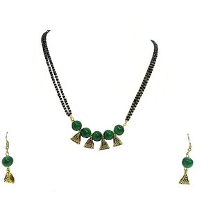                       Green Pearl Mangalsutra Necklace Set by Shree Mauli Creation                                              