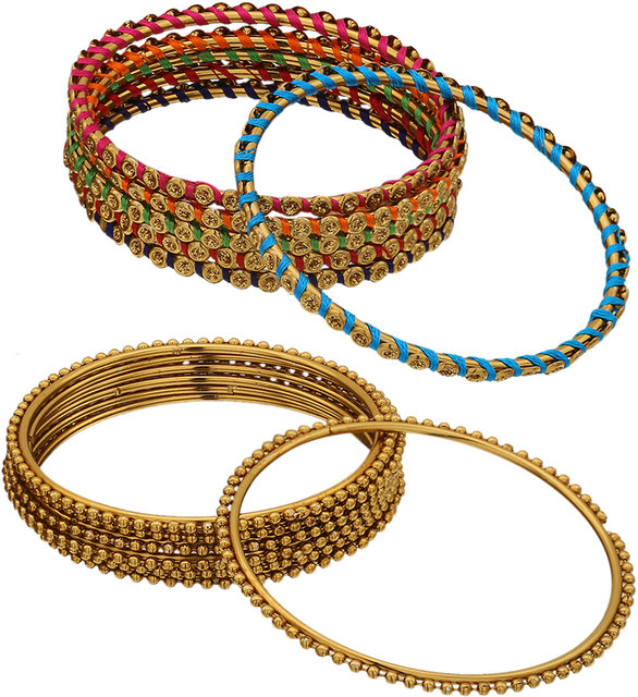 Sukriti Indian Bollywood Antique Look Charming Party wear Golden-Silver Bangles Girls /& Women Set of 24