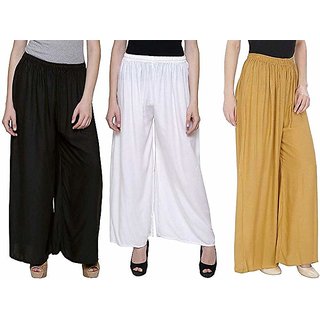                       Riya Daily wear Black , white and Skin  colour of palazzo pant and trousers on 360                                              