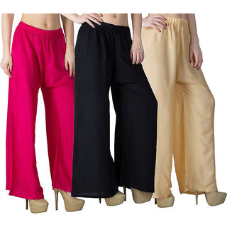 Riya Daily wear Black , Pink and Skin  colour of palazzo pant and trousers on 360