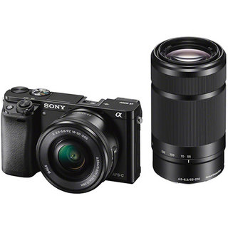 Sony ILCE 6000Y 16-50 mm Lens Sony ILCE-6000Y/B (24.3 MP) DSLR (Black) with SELP1650 SEL55210 Lens + Carry Case + 8GB SD Card