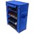 Homecute Shoe Rack 4 Layer with Cover, Door, Closed, Collapsible, Portable, Movable, Cloth Cabinet, Organiser and Almirah Types, Steel Metal Pipe, Plastic and Non-Woven Fabric. Colour  Blue