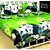 Choco Green Panda 3D Double Bedsheet with 2 Pillow Cover