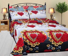 Choco Creation Polycotton Valentine double Bedsheet Set of 1