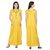 Diljeet Women Yellow Solid Satin Night Gown