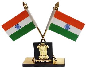 love4ride Carpoint Decorative Indian Flag Stand With Ashok Stambh For Car Dashboard