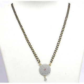                       Silver Round AD Pendant Mangalsutra                                              
