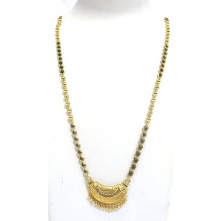 Golden pendent and black beads Mangalsutra