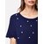 Code Yellow Women's Navy Blue Elegant Pearl Polycotton Stretchable Top