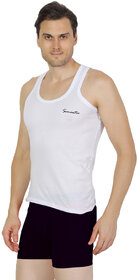 Mens White Color Sando Vest - 100 Cotton - Size S (Small) 70 to 75 cm - Single Pcs Sando Baniyan by Semantic