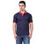 Funky Guys Navy Blue Plain Polyester Polo Collar Casual T-Shirt