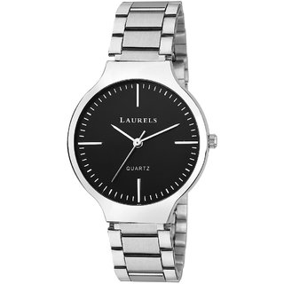 Laurels Black Color Analog Women's Watch With Metal Cha