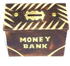 Desi Karigar Brown Wood Money Bank